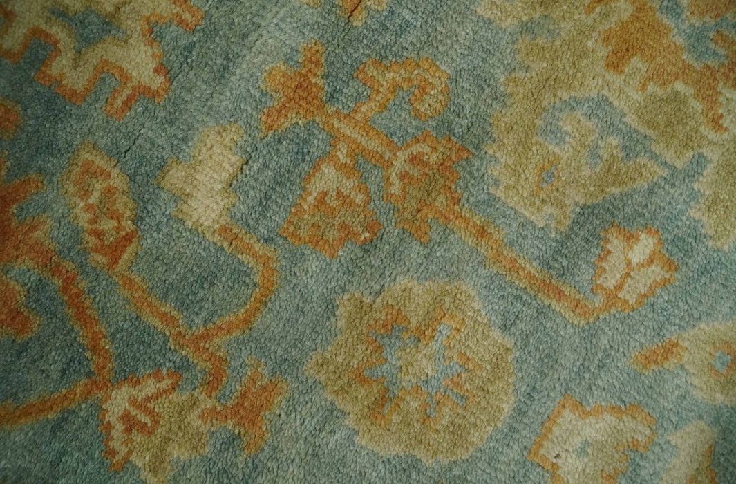 3x6 Runner Hand Knotted Blue, Beige and Rust Traditional Oushak Wool Area Rug | N338266