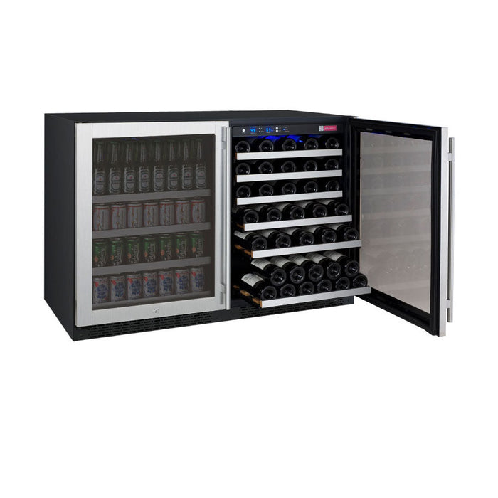 47" Wide FlexCount II Series 56 Bottle/154 Can Dual Zone Stainless Steel Side-by-Side Wine Refrigerator/Beverage Center