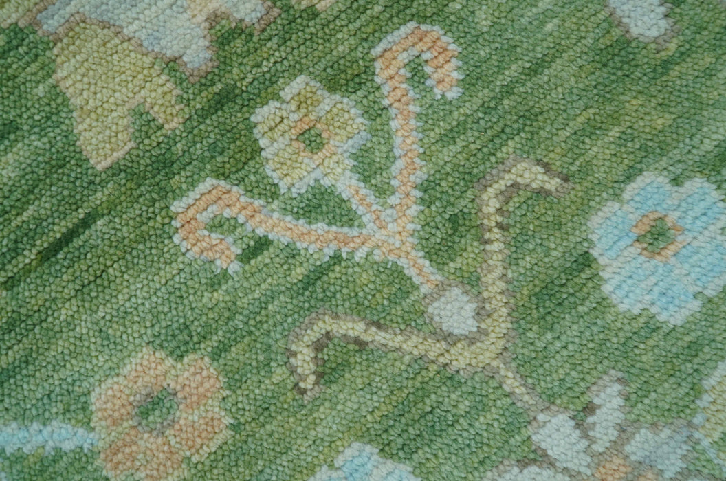 Custom Made Antique Green Traditional Oushak Design Hand Knotted Wool Area Rug