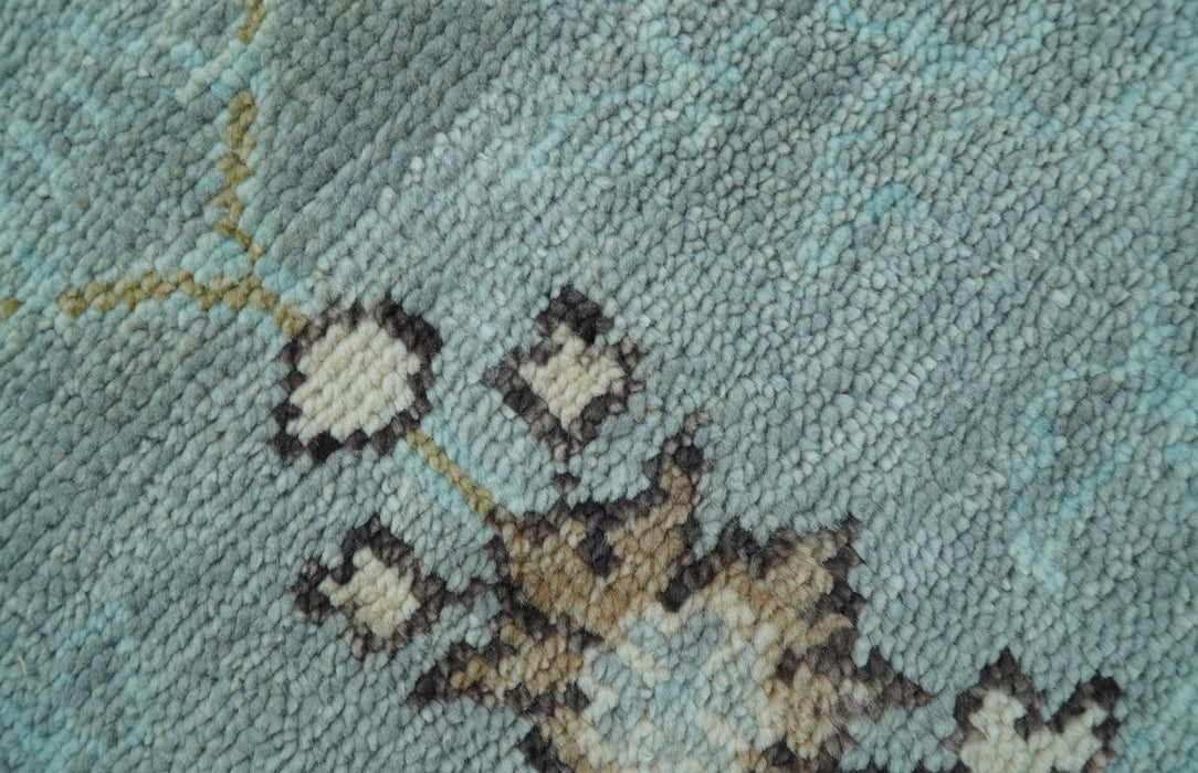 Custom Made Blue Modern Oushak Hand Knotted Wool Rug
