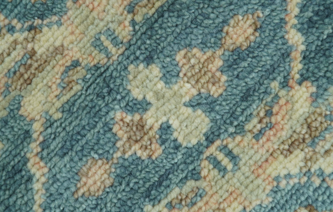 Custom Made Traditional Teal Oushak Hand Knotted Wool Rug