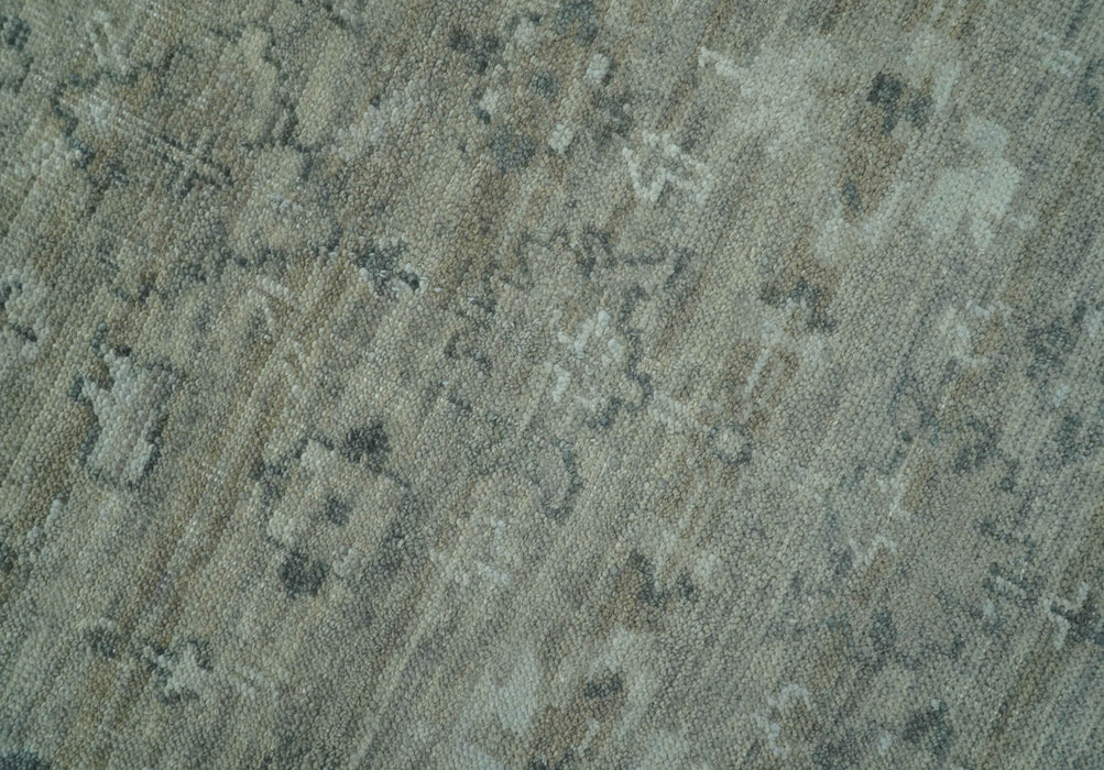 Custom Made Silver Brown Traditional Transitional Hand Knotted Wool Rug