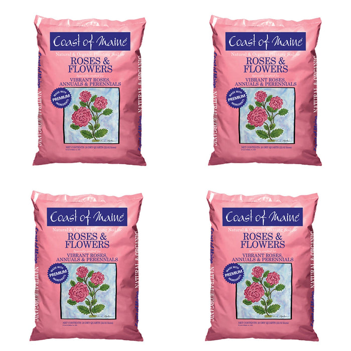 Coast of Maine Organic Natural Rose and Flower Potting Soil, 20 Qt Bag (4 Pack)