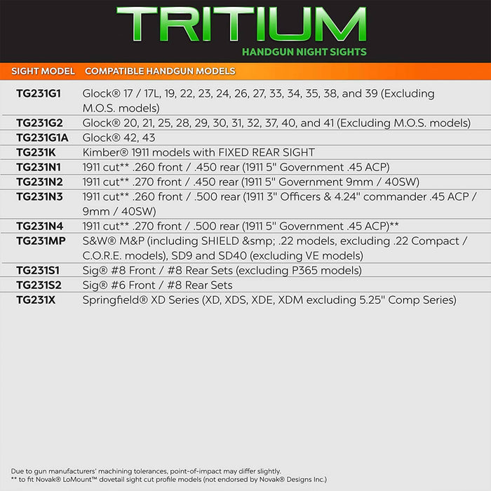 TruGlo Tritium Glow in the Dark Gun Sight for Smith & Wesson M&P Series Pistols