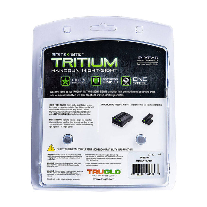 TruGlo Tritium Glow in the Dark Gun Sight for Smith & Wesson M&P Series Pistols