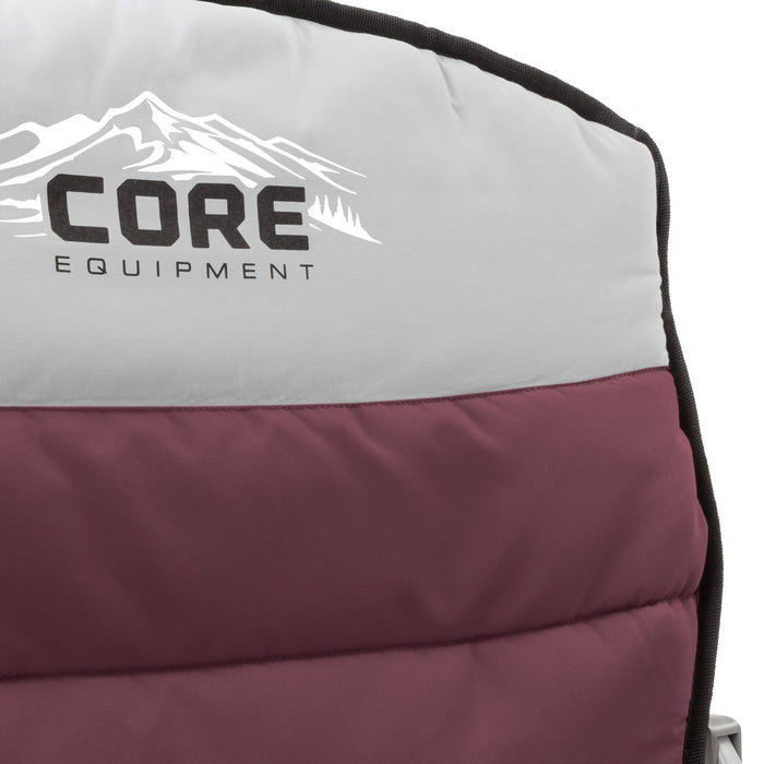 CORE Padded Hard Arm Chair w/ Storage Pockets & Carry Bag, 300lb Capacity, Wine