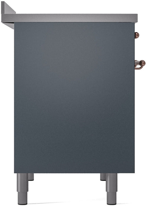 ILVE Nostalgie II 40" Induction Range with Element Stove and Electric Oven in Blue Grey with Copper Trim, UPDI406NMPBGP