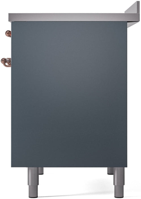 ILVE Nostalgie II 40" Induction Range with Element Stove and Electric Oven in Blue Grey with Copper Trim, UPDI406NMPBGP