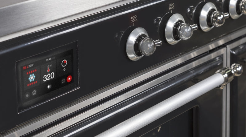 ILVE Majestic II 40" Induction Range with Element Stove and Electric Oven in Glossy Black with Chrome Trim, UMDI10NS3BKC