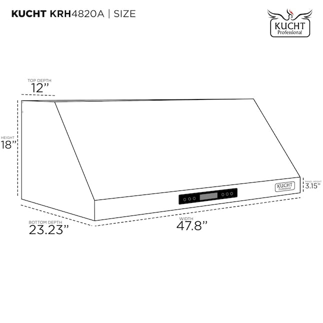 Kucht Professional 48" Under Cabinet Range Hood 1,200 CFM in Stainless Steel, KRH4820A