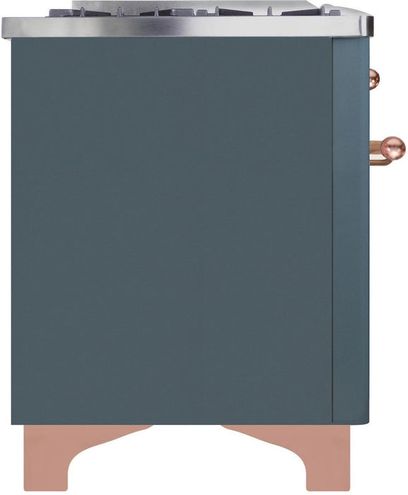 ILVE Majestic II 40" Dual Fuel Natural Gas Range in Blue Grey with Copper Trim, UMD10FDNS3BGP