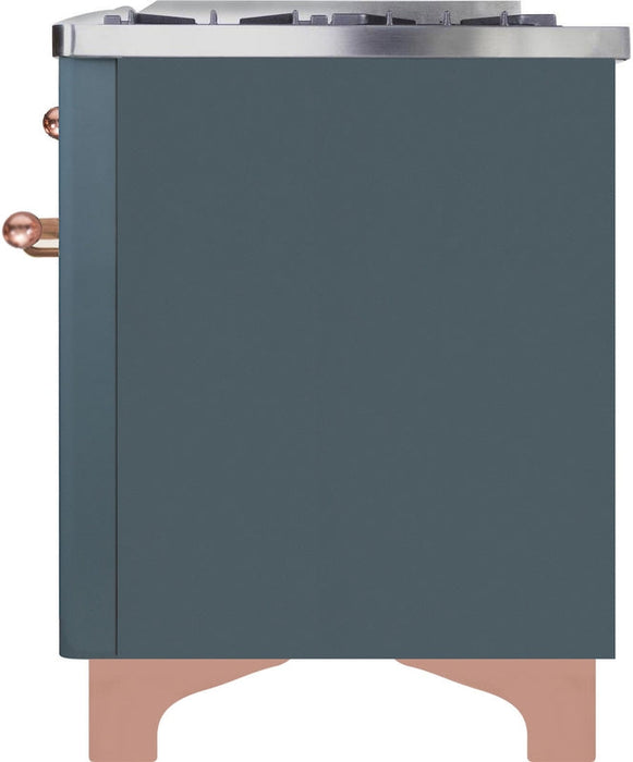 ILVE Majestic II 40" Dual Fuel Natural Gas Range in Blue Grey with Copper Trim, UMD10FDNS3BGP