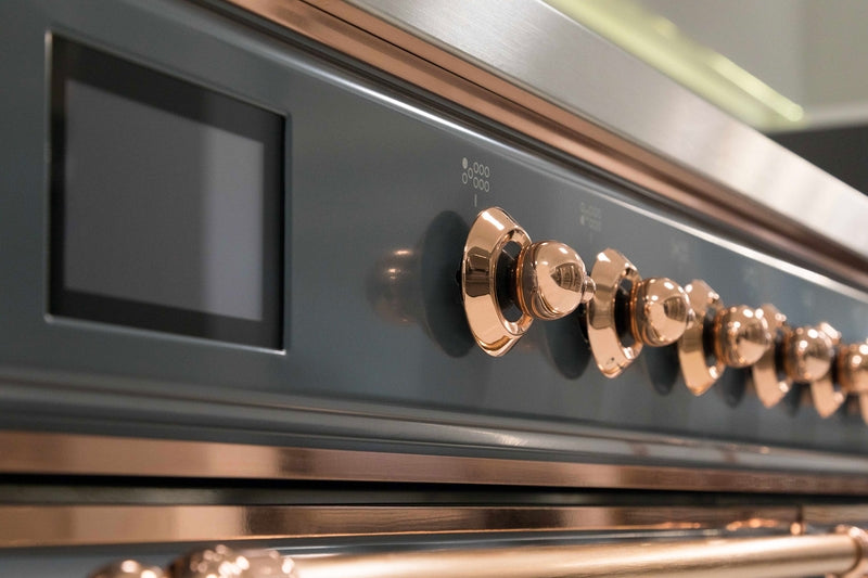 ILVE Majestic II 40" Dual Fuel Natural Gas Range in Blue Grey with Copper Trim, UMD10FDNS3BGP