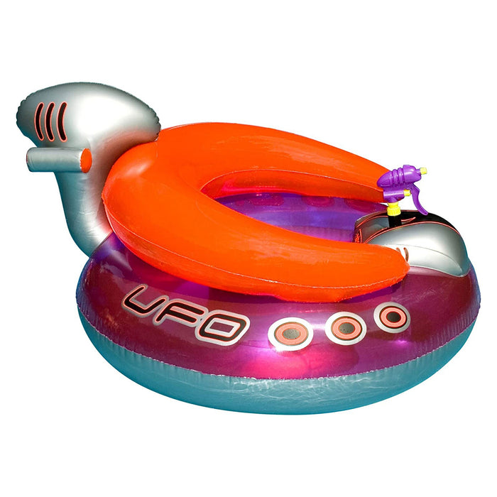 Swimline Inflatable UFO Spaceship Pool Float Ride On with Water Squirter Ray Gun