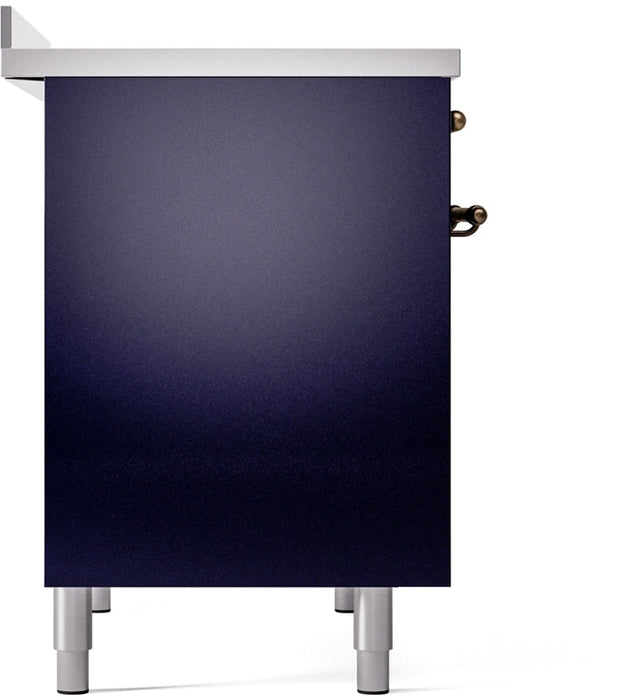 ILVE Nostalgie II 40" Induction Range with Element Stove and Electric Oven in Blue with Bronze Trim, UPDI406NMPMBB