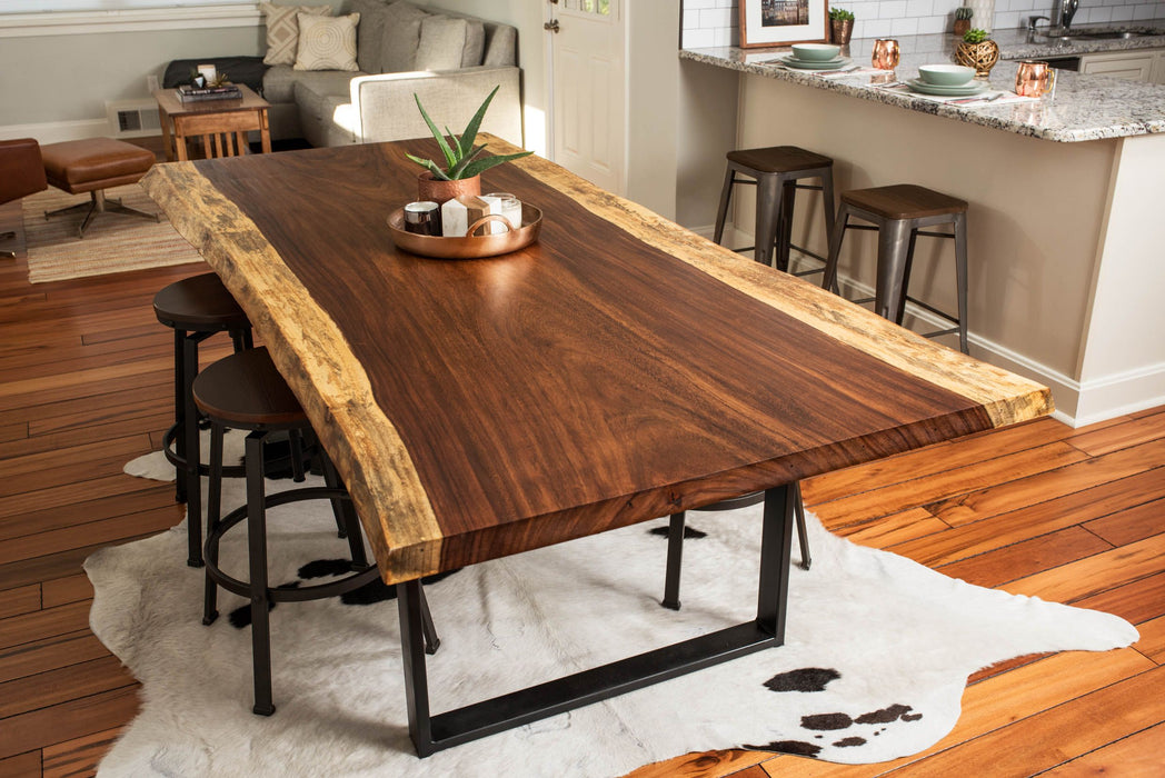 12ft -16 ft Long Conference Room Live edge Acacia Wood Dining Table With Black U -Shaped Legs