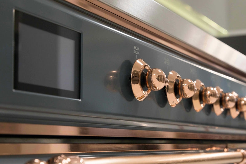 ILVE Majestic II 36" Dual Fuel Propane Gas Range in Blue Grey with Copper Trim, UM09FDNS3BGPLP