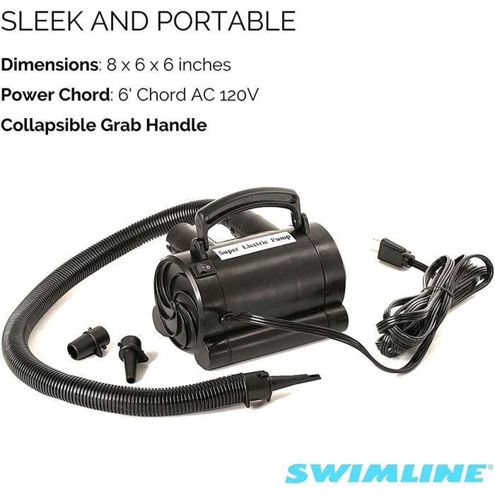 Swimline Electric Air Pump with Adapters for Pool Inflatables & Air Mattresses