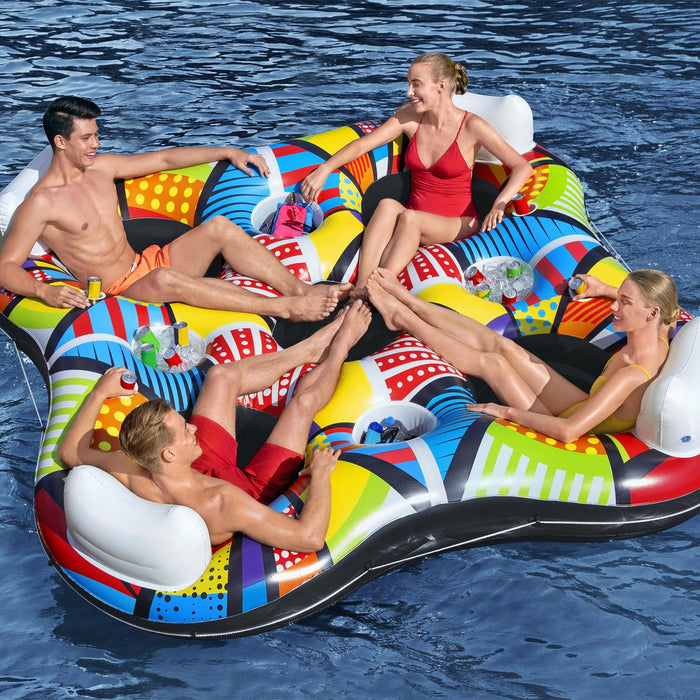 Bestway Hydro-Force Groovy Rapid River Quad Tubing Float with Built-In Coolers