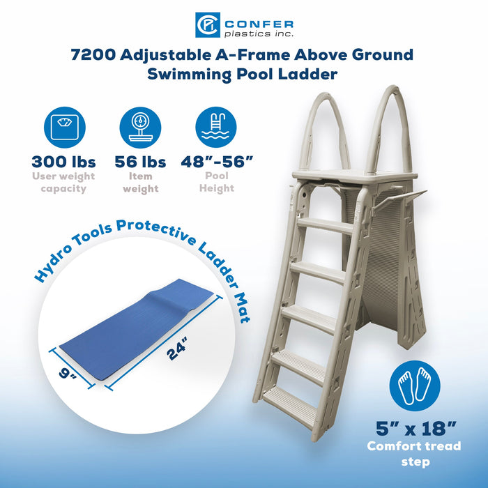 Confer Plastics A-Frame Pool Ladder & Hydrotools by Swimline 9"x24" Ladder Mat