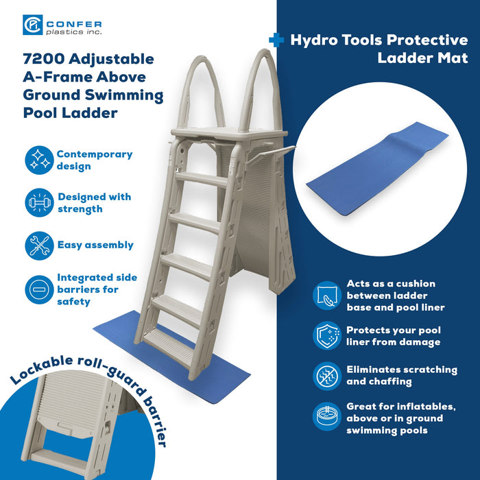 Confer Plastics A-Frame Pool Ladder & Hydrotools by Swimline 9"x24" Ladder Mat