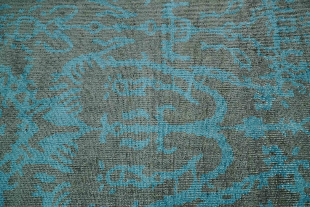 4.5x6.5 Hand Knotted Blue and Brown Modern Persian Style  Art Silk Area Rug