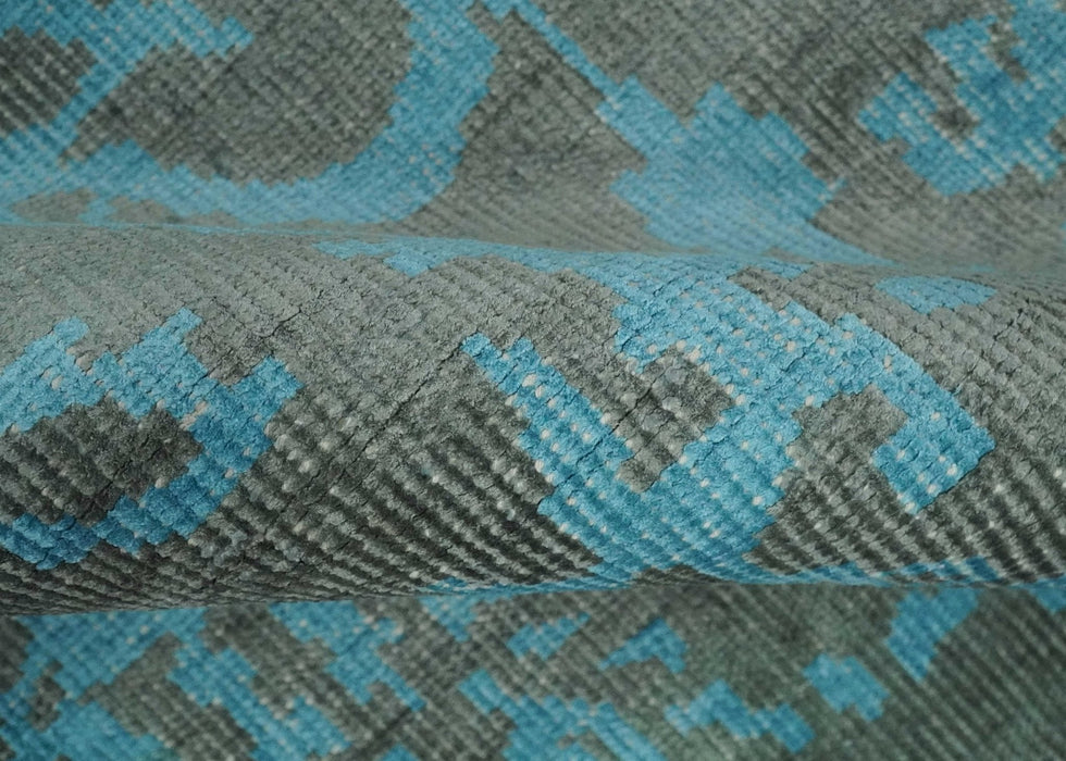4.5x6.5 Hand Knotted Blue and Brown Modern Persian Style  Art Silk Area Rug