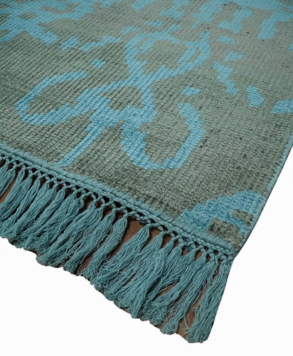 4.5x6.5 Hand Knotted Blue and Brown Modern Persian Style  Art Silk Area Rug