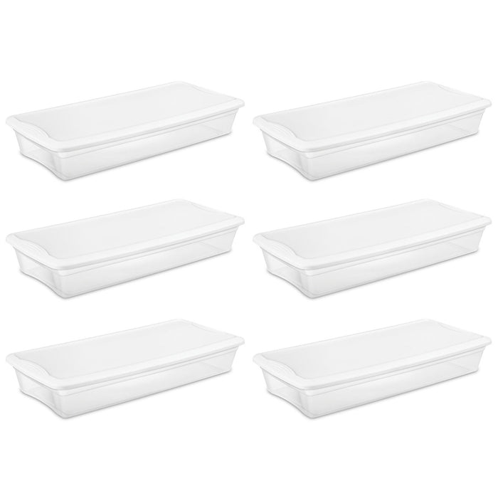 Sterilite 41 Quart Lightweight Under Bed Storage Box Container with Lid, 18 Pack