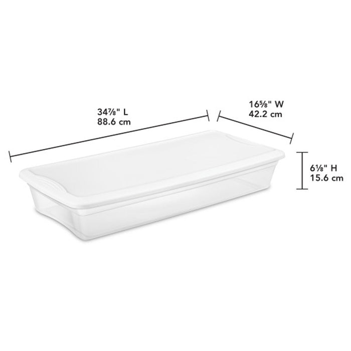 Sterilite 41 Quart Lightweight Under Bed Storage Box Container with Lid, 18 Pack