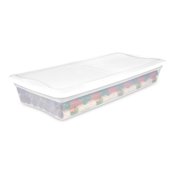 Sterilite 41 Quart Lightweight Under Bed Storage Box Container with Lid, 18 Pack