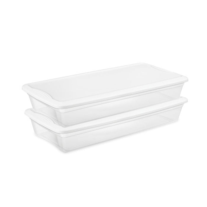 Sterilite 41 Quart Lightweight Under Bed Storage Box Container with Lid, 18 Pack