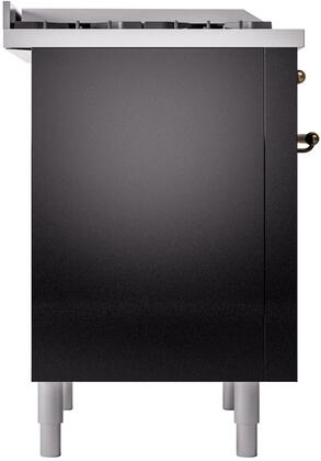 ILVE Nostalgie II 36" Dual Fuel Natural Gas Range in Glossy Black with Bronze Trim, UP36FNMPBKB