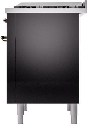 ILVE Nostalgie II 36" Dual Fuel Natural Gas Range in Glossy Black with Bronze Trim, UP36FNMPBKB