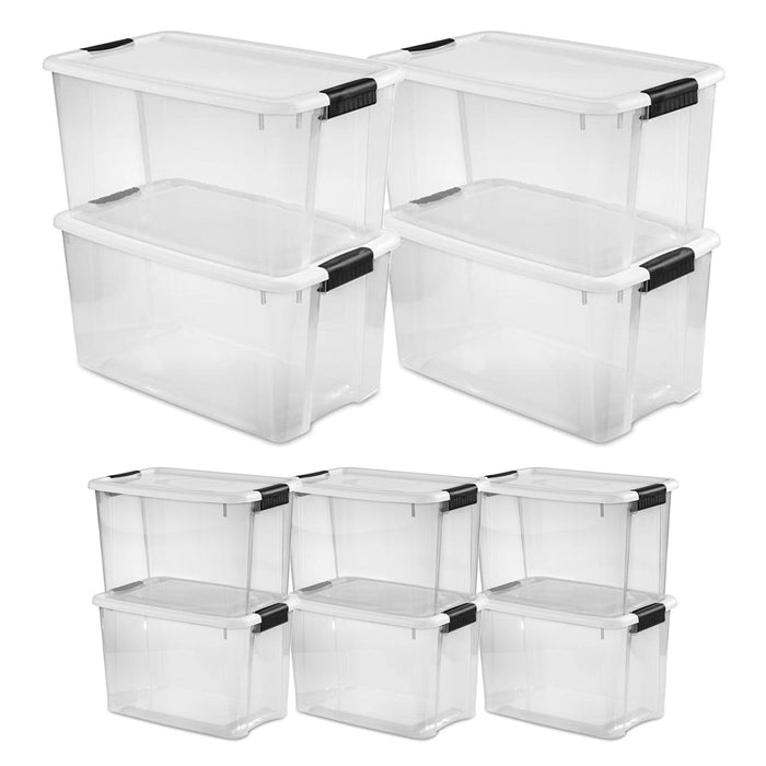 Sterilite 70 Qt 4-Pack & 30 Qt 6-Pack Clear Plastic Stackable Storage Bin w/Lid