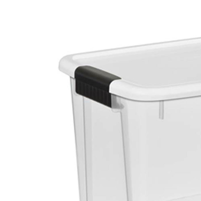 Sterilite 30 Qt Clear Plastic Stackable Storage Bin w/ White Latch Lid, 18 Pack