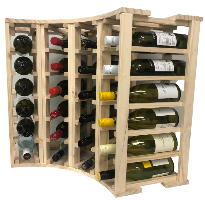 4-Column 24-Bottle Curved Corner Wine Cube - 18mm Thick