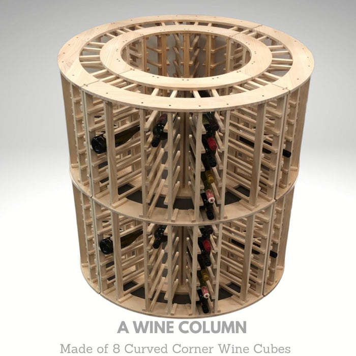 4-Column 24-Bottle Curved Corner Wine Cube - 18mm Thick