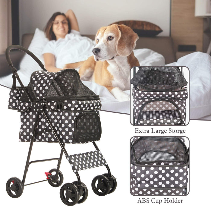 Folding Dog Stroller Travel Cage Stroller for Pet Cat Kitten Puppy Carriages