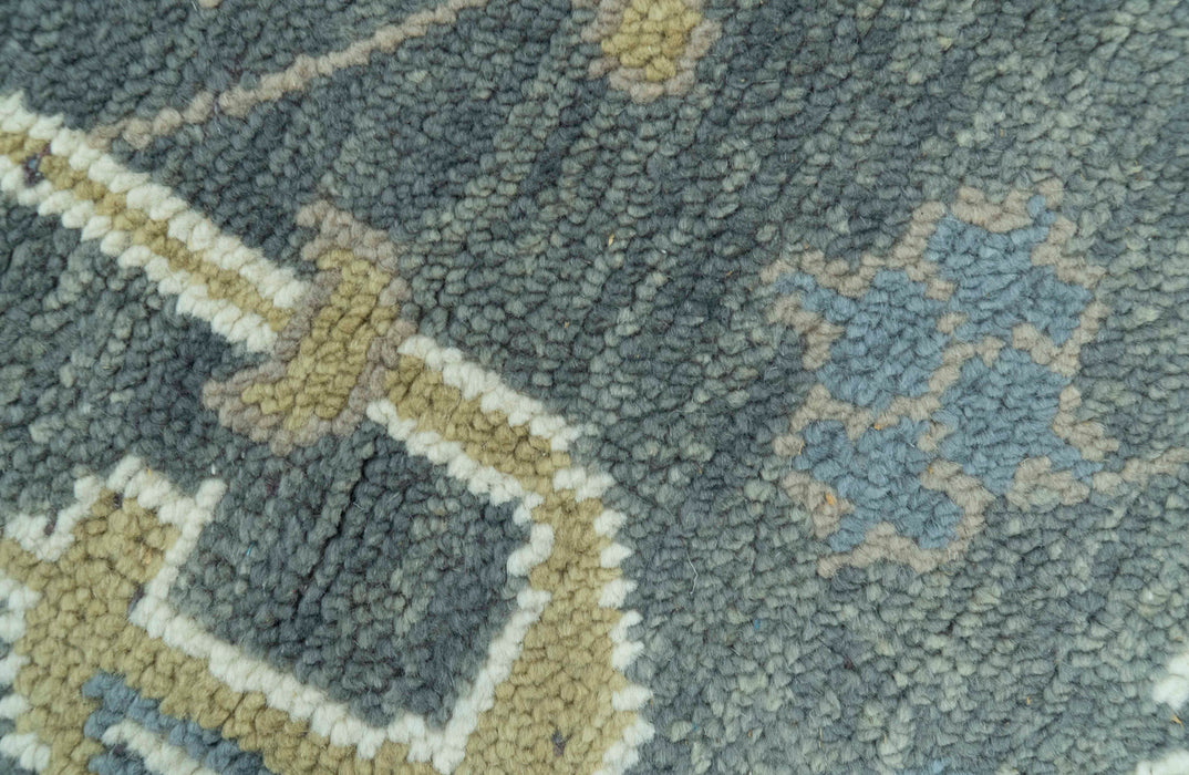Traditional Oushak Design Charcoal And Camel Hand Knotted Custom Made Wool rug