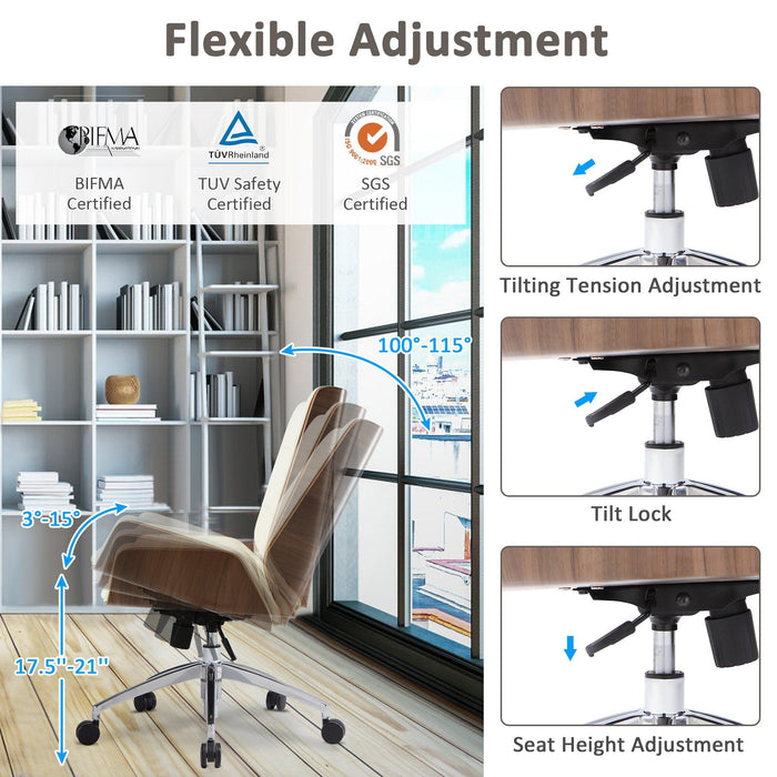 Executive Ergonomic Office Leather Chairs with Tilt and Height Adjustable, Cream White