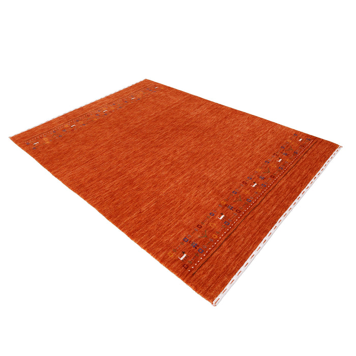 Orange Contemporary Design Hand Loomed Wool Area Rug