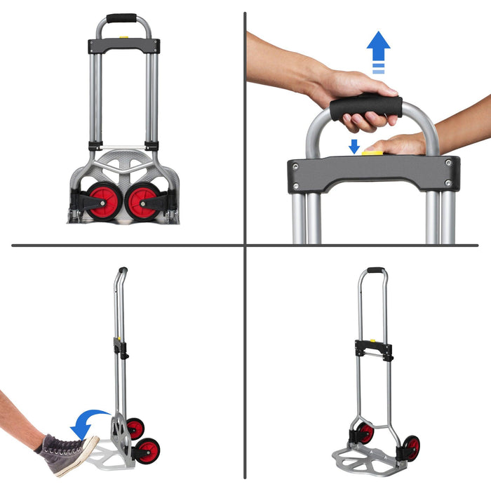 Portable Folding Hand Truck Dolly Hand Cart Aluminum with Telescoping Handle, 132lbs Capacity