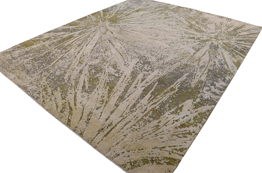 Abstract Handmade Wool & Original Silk 8x10 Area Rug | TRD1661810