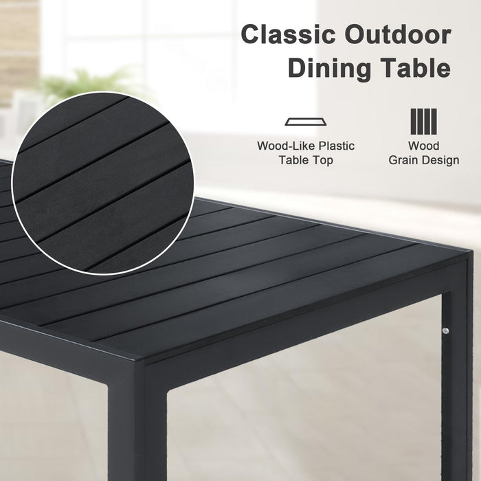 71" Outdoor Patio Dining Table for 6-8 Rectangular Table with Aluminum Frame, Black