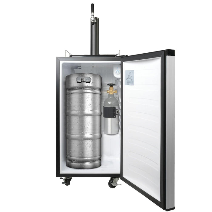 3.4 Cu.Ft Beer Kegerator Beverage Refrigerator with Casters Single Tap Direct Draw Beer Dispenser