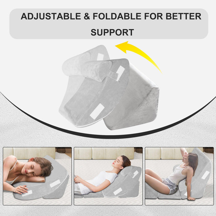 6PCS Bed Wedge Pillow Set, Adjustable Memory Foam Pillow Wedge for Back Neck Leg Pain Relief