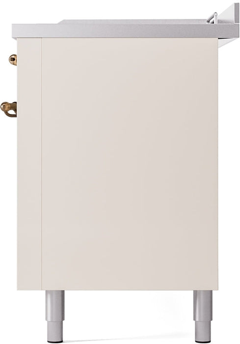 ILVE Nostalgie II 60" Dual Fuel Natural Gas Range in Antique White with Bronze Trim, UP60FSNMPAWB