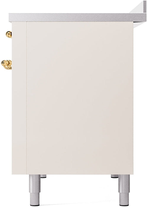 ILVE Nostalgie II 48" Induction Range with Element Stove and Electric Oven in Antique White with Brass Trim, UPI486NMPAWG