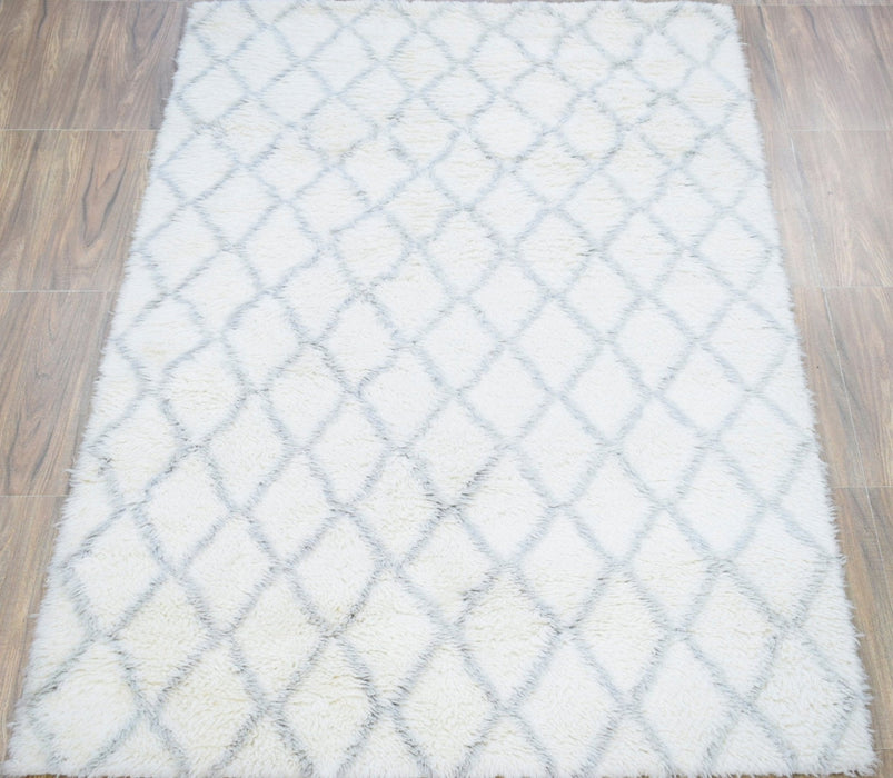 Ivory and Charcoal 4x6, 5x8 Rug Modern Handmade New Zealand Wool Area Rug  The Rug Decor |TRD1715